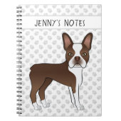 Chocolate Boston Terrier Cute Cartoon Dog & Text Notitieboek (Voorkant)