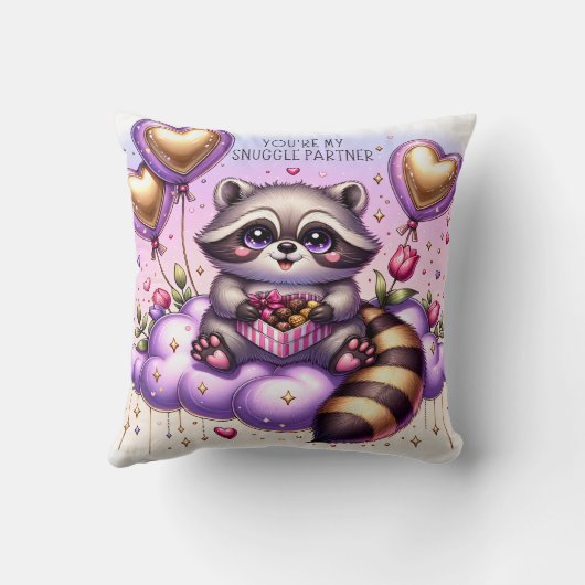 Chocolate Box Raccoon Valentijns Kussen (Achterkant)