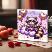 Chocolate Box Raccoon Valentijnse Kaart