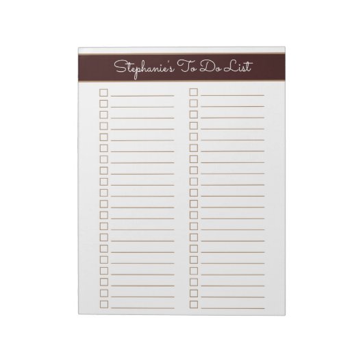 Chocolate Brown 8.5x11 Two Column Checklist Notitieblok (Linkerzijde)