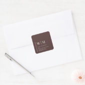 Chocolate Brown Beige Formal social media Wedding Vierkante Sticker (Envelop)