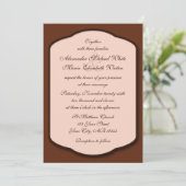 Chocolate Brown & Beige Wedding Invitations Kaart (Staand voorkant)