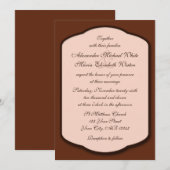 Chocolate Brown & Beige Wedding Invitations Kaart (Voorkant / Achterkant)