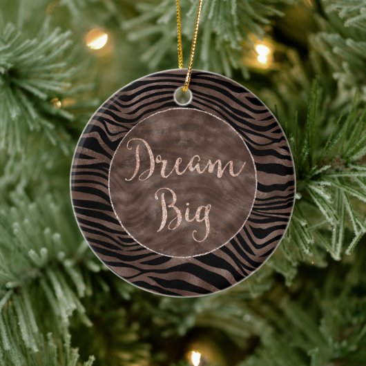 Chocolate Brown Black Zebra Blush Glitter Dream Keramisch Ornament (Boom)