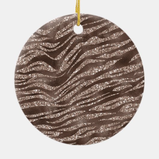Chocolate Brown Black Zebra Blush Glitter Dream Keramisch Ornament (Achterkant)
