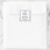 Chocolate Brown Blue Dot Baby shower Favor Vierkante Sticker (Tas)