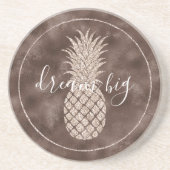 Chocolate Brown Blush Glitter Pineappel Zandsteen Onderzetter (Voorkant)