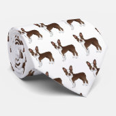Chocolate Brown Boston Terrier Cartoon Dog Pattern Stropdas (Opgerold)