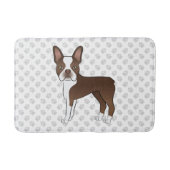 Chocolate Brown Boston Terrier Cartoon Dog & Paws Badmat (Voorkant)