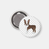 Chocolate Brown Boston Terrier Cartoon Dog & Paws Magneet (Voorkant / Achterkant)