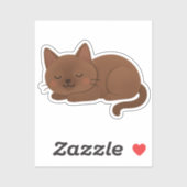 Chocolate Brown Cat – Adorable Sleeping Kitty Sticker (Vel)