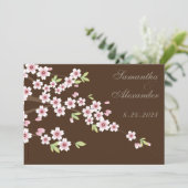 Chocolate Brown Cherry Blossom Wedding Invitation Kaart (Staand voorkant)