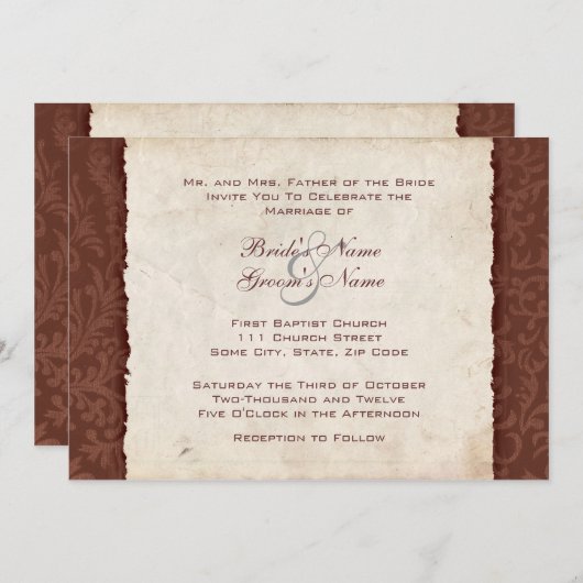 Chocolate Brown Country Weddenschap Kaart (Voorkant / Achterkant)