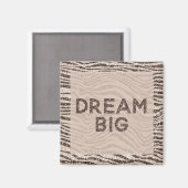 Chocolate Brown Cream Blush Zebra Glitter Dream Ma Magneet (Voorkant / Achterkant)