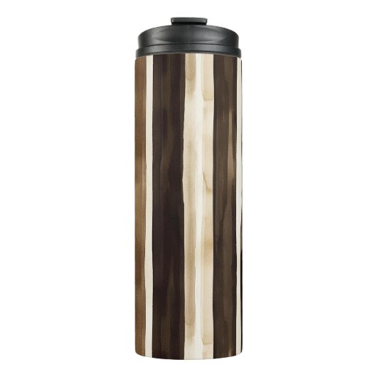 Chocolate Brown Cream Stripes Christmas Thermosbeker (Voorkant)