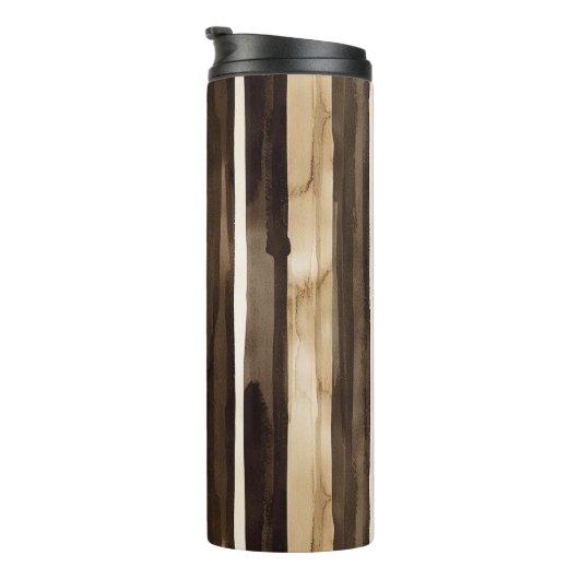 Chocolate Brown Cream Stripes Christmas Thermosbeker (Geroteerd rechts)