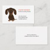 Chocolate Brown Dachshund | Cute Doxie Cartoon Dog Visitekaartje (Voorkant / Achterkant)