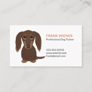 Chocolate Brown Dachshund   Cute Doxie Cartoon Dog Visitekaartje