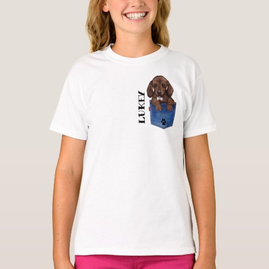 Chocolate Brown Dachshund-gepersonaliseerd T-shirt (Voorkant)