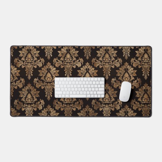 Chocolate Brown Damask Bureaumat (Keyboard & Muis)