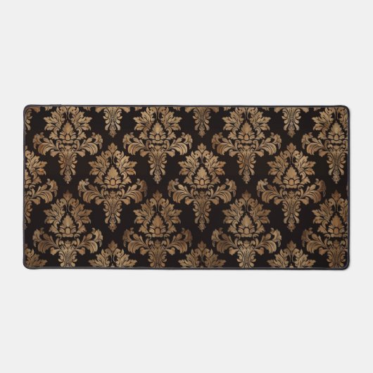Chocolate Brown Damask Bureaumat (Voorkant)