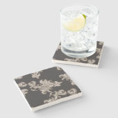 Chocolate Brown Damask Marble Onderzetter (Zijkant)