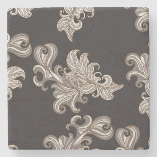 Chocolate Brown Damask Marble Onderzetter (Voorkant)