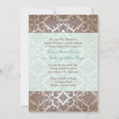 Chocolate Brown Damask Wedding Invitation Kaart (Voorkant)