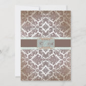 Chocolate Brown Damask Wedding Invitation Kaart (Achterkant)