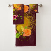 Chocolate Brown Dew Drups & Sunshine Bad Handdoek (Insitu)