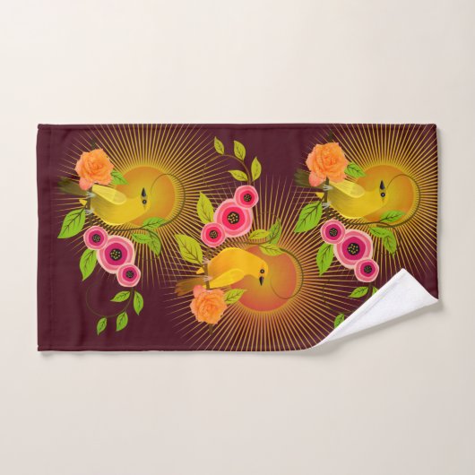 Chocolate Brown Dew Drups & Sunshine Bad Handdoek (Handdoek)