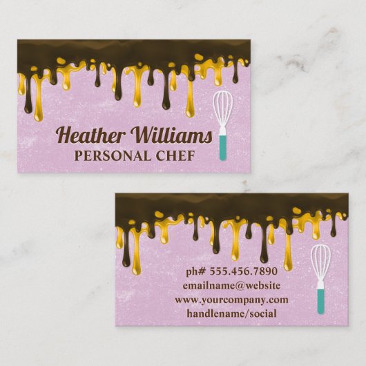 Chocolate Brown en Golden Honey Drip | Whisk Visitekaartje (Voorkant / Achterkant)