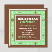 Chocolate Brown en Green Birthday Celebration Kaart (Voorkant / Achterkant)