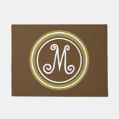 Chocolate Brown en Olive Green Monogram Deurmat (Voorkant)