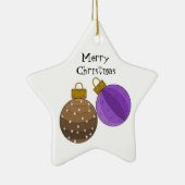 Chocolate Brown en Paarse kerstdecoratie Keramisch Ornament (Rechts)