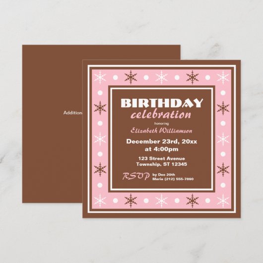Chocolate Brown en Pink Birthday Celebration Kaart (Voorkant / Achterkant)