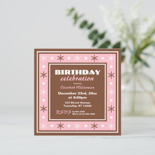 Chocolate Brown en Pink Birthday Celebration Kaart (Staand voorkant)