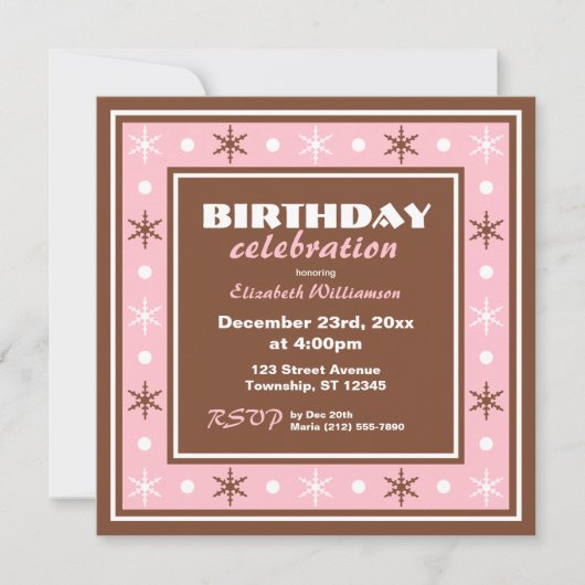 Chocolate Brown en Pink Birthday Celebration Kaart (Voorkant)
