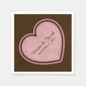 Chocolate Brown en Pink Custom Wedding Napkin Servetten (Voorkant)