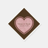 Chocolate Brown en Pink Custom Wedding Napkin Servetten (Hoek)