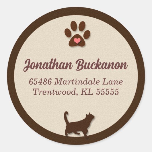 Chocolate Brown en Tan Cat Thereed Ronde Sticker (Voorkant)