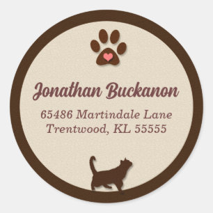 Chocolate Brown en Tan Cat Thereed Ronde Sticker