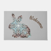 Chocolate Brown en Turquoise Blue Mandala Bunny Deurmat (Voorkant)