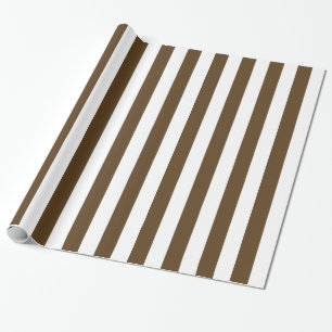 Chocolate Brown en White Bold Stripes Cadeaupapier
