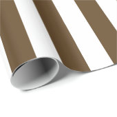 Chocolate Brown en White Bold Stripes Cadeaupapier (Rol Hoek)