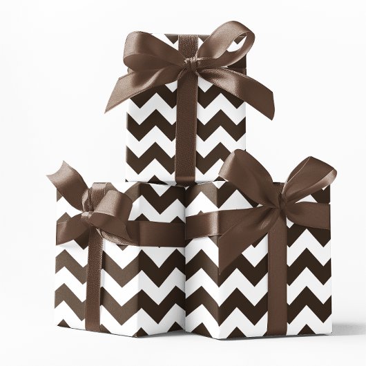 Chocolate Brown en White Chevron Cadeaupapier