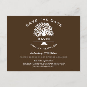 Chocolate Brown Family Tree Reunion Save the Date Aankondigingskaart