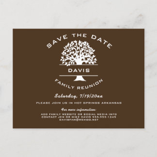 Chocolate Brown Family Tree Reunion Save the Date Aankondigingskaart