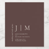 Chocolate Brown Formal Event Party Wedding Wijn Etiket (Enkel label)