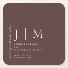 Chocolate Brown Formal Simple Elegant Wedding Kartonnen Onderzetters